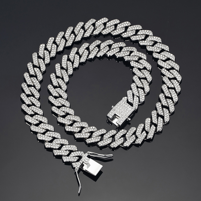 Diamond-shaped Cuban Zinc Alloy Hip Hop Necklace — 1