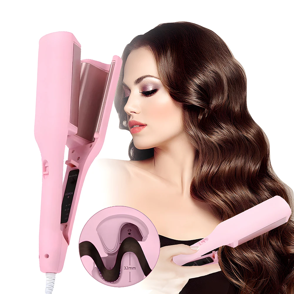 Rizador de cabello de 32mm para ondas profundas, 4 temperaturas y calentamiento rápido