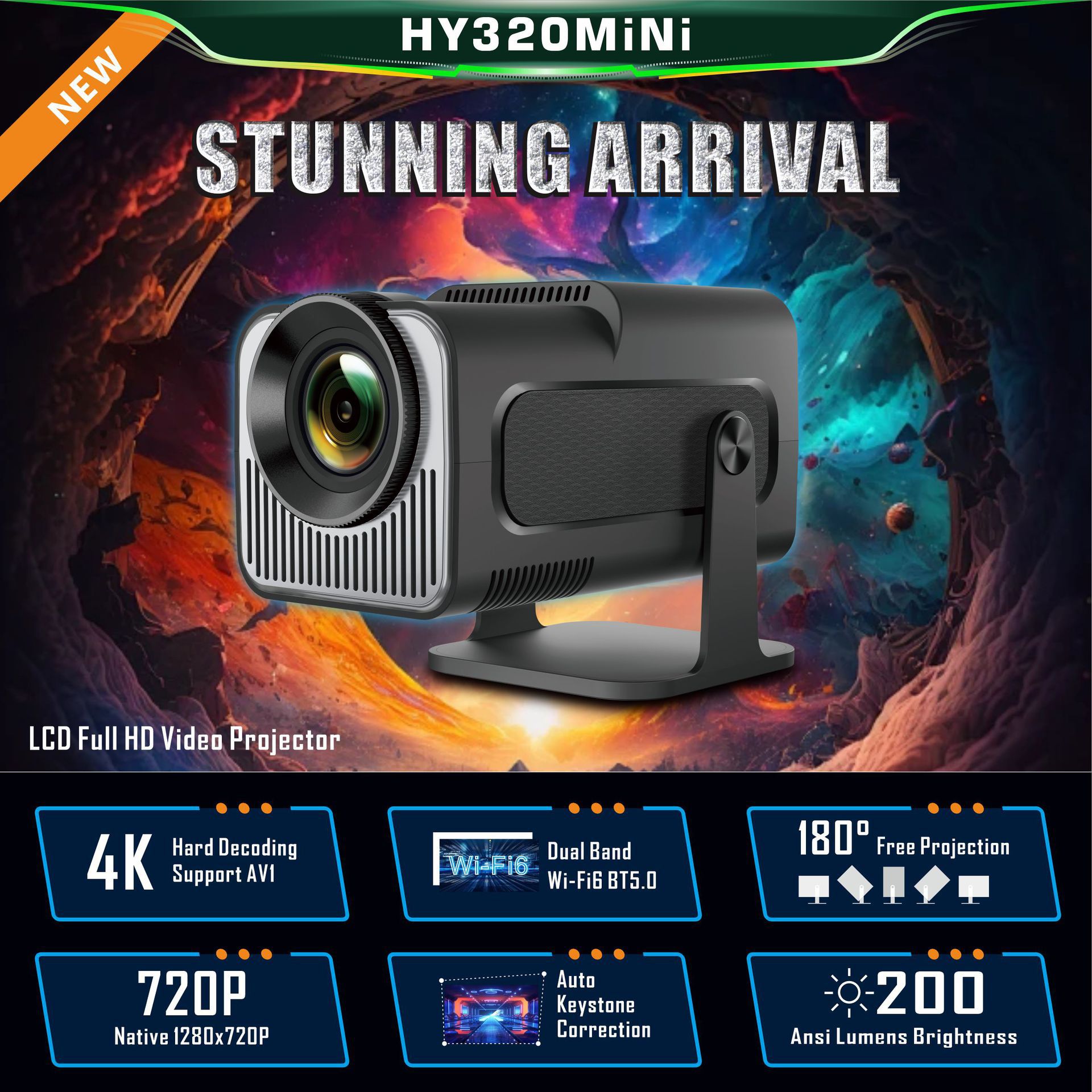 Mini Proyector HY320 720P con Sistema Android
