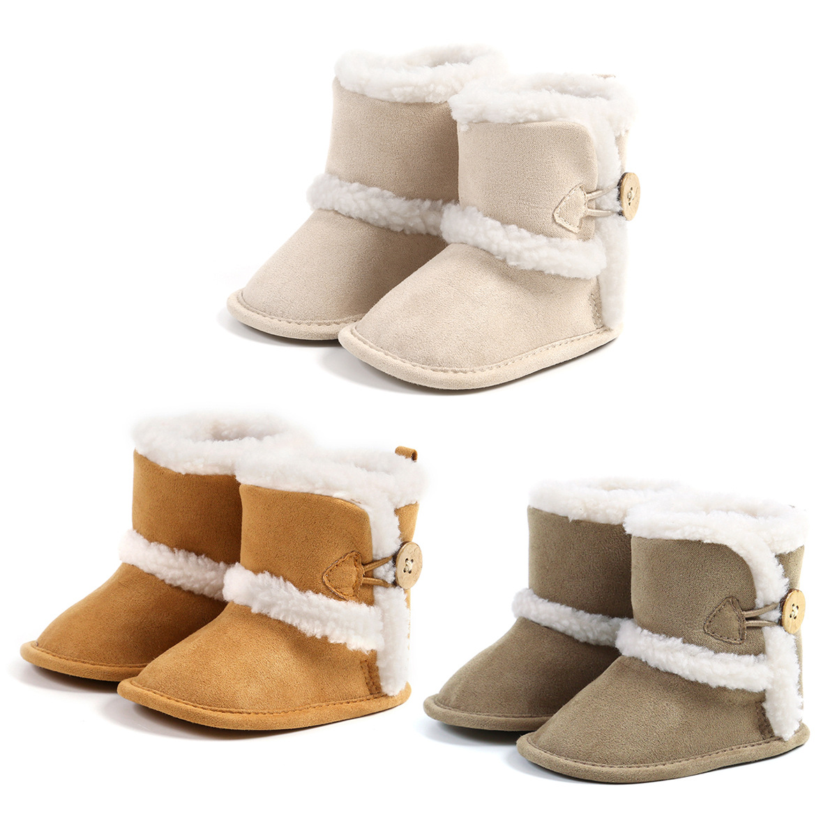 Botas de nieve para bebé con forro polar grueso y cálido