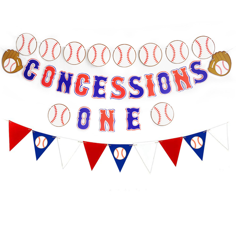 Banner de cumpleaños temático de béisbol para fiestas