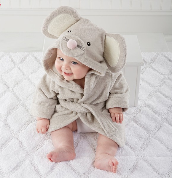 Bata de baño con capucha para niños, absorbente y con forma de animal