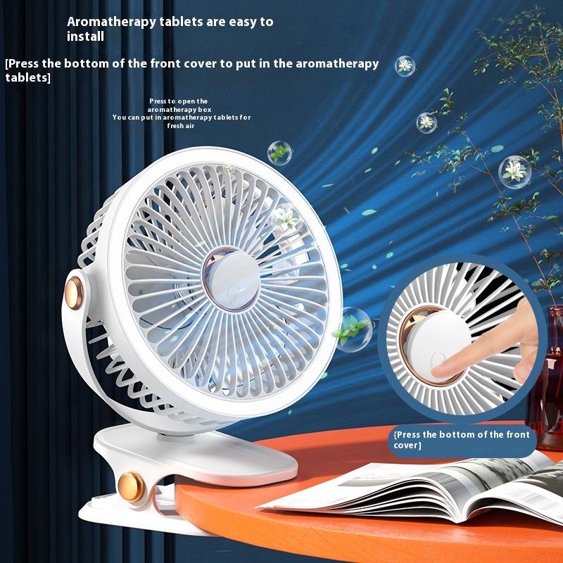 Ventilador portátil con clip, USB, luz para escritorio y hogar