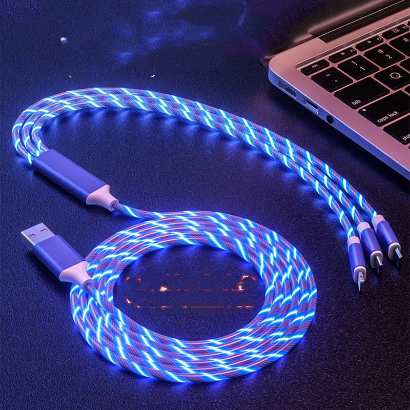 Cable de datos 3 en 1 con luces LED de colores