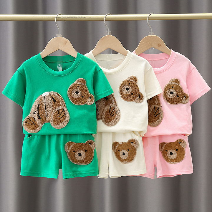 Camiseta de algodón de manga corta con estampado de dibujos para niños