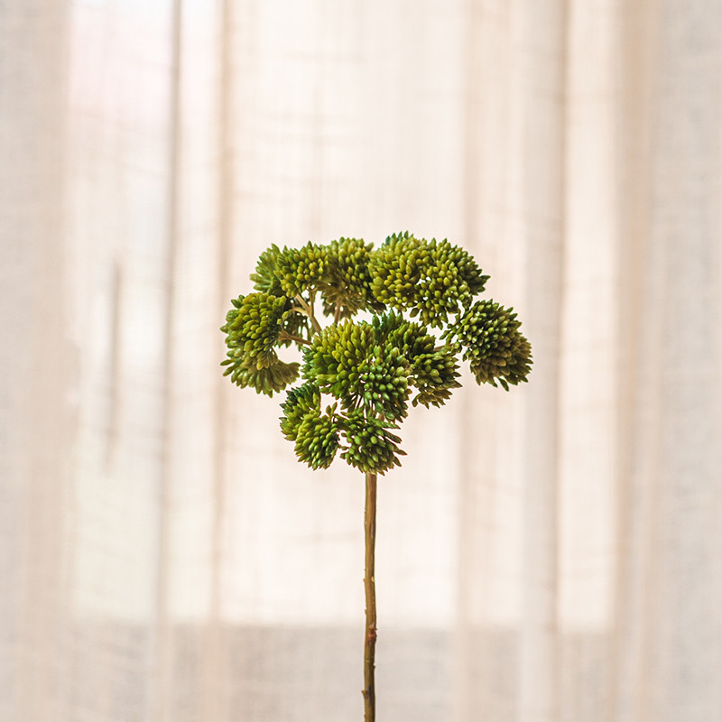 Decoración de mueble con suculenta artificial pequeña