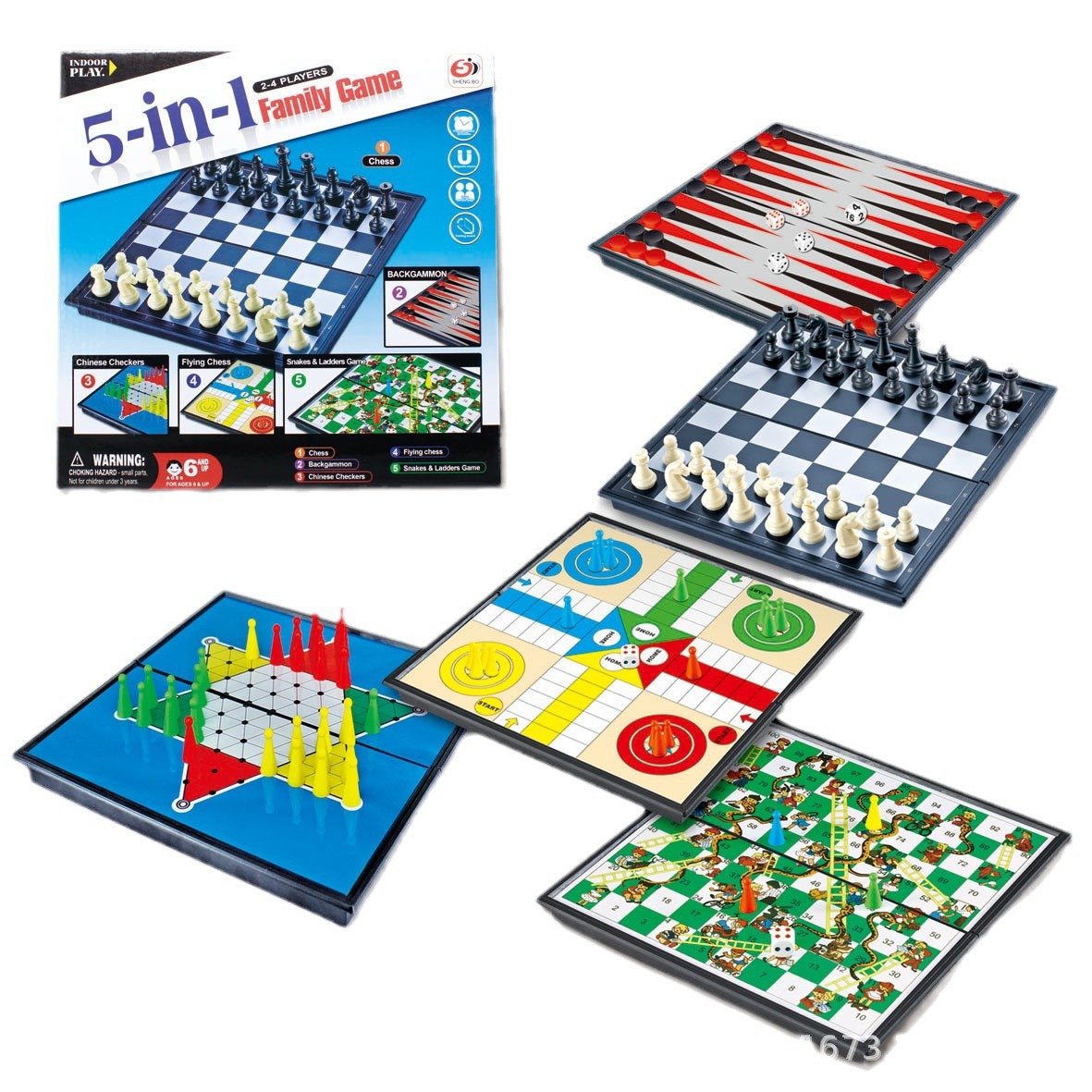 Juego de mesa magnético plegable (Damas, Backgammon, Serpientes y Escaleras)