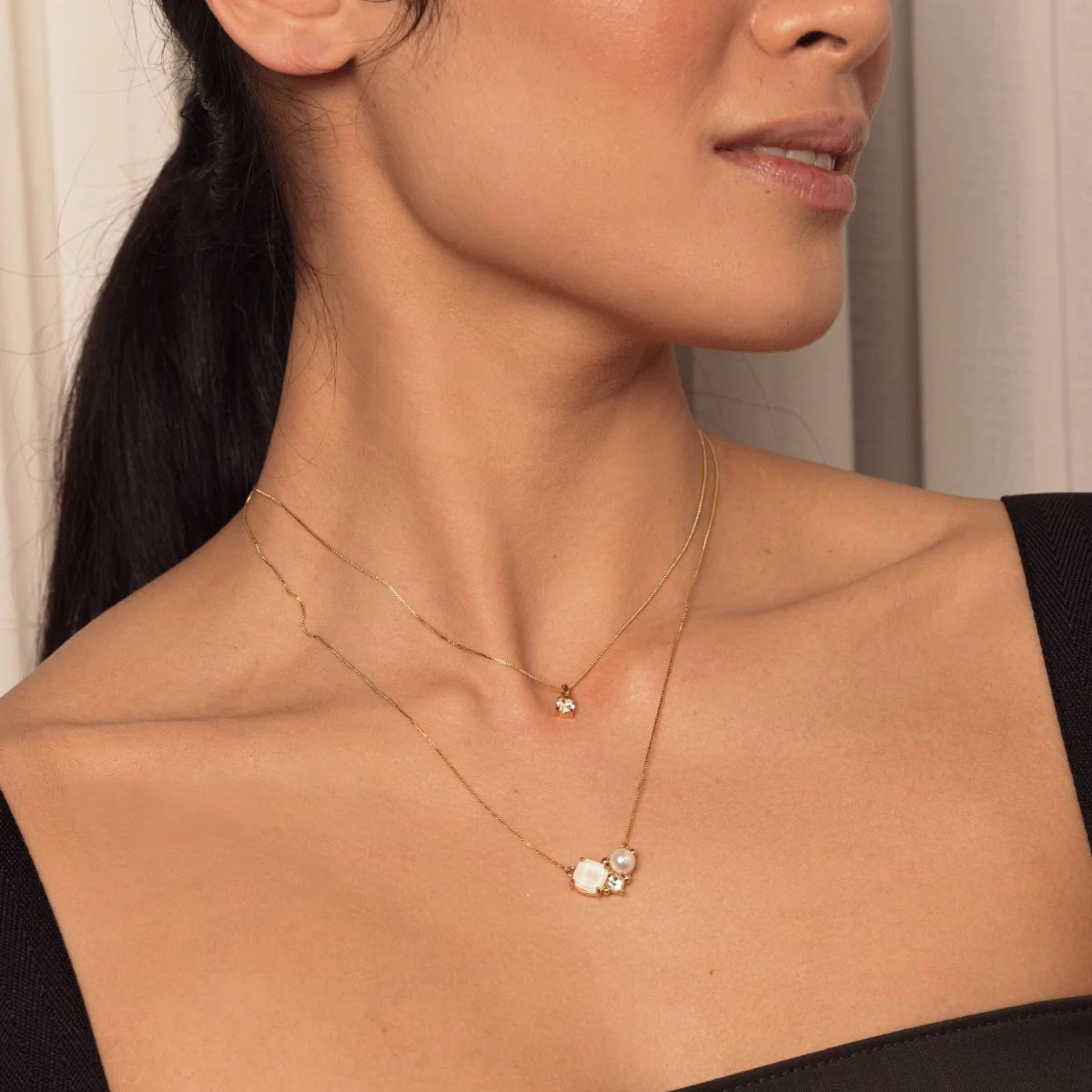 Collar para mujer para clavícula con circonitas, elegante