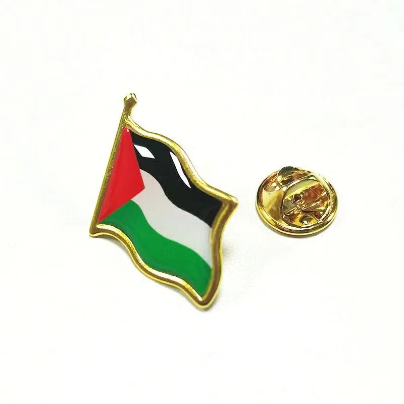 Broche de bandera de Palestina con mariposa 3D de epoxi