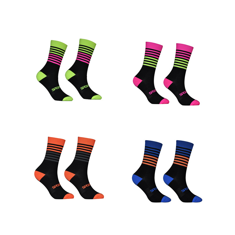 Calcetines deportivos de tubo para ciclismo y maratón, hombre y mujer