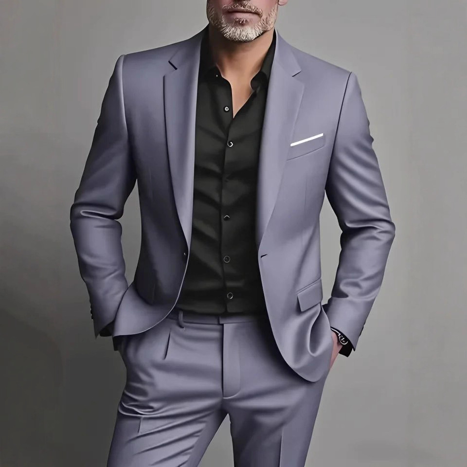 Traje casual de dos piezas para hombre, corte ajustado — 1