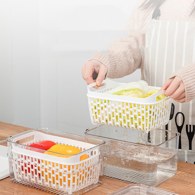 Organizador de alimentos para refrigerador y congelador con tapa