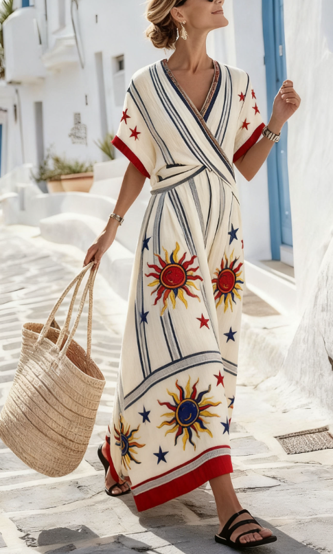 Vestido holgado de talla grande con estampado de rayas para mujer