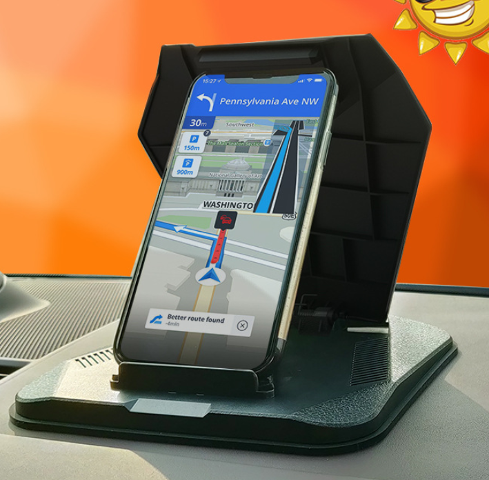 Soporte para teléfono y tablet de auto con parasol para tablero
