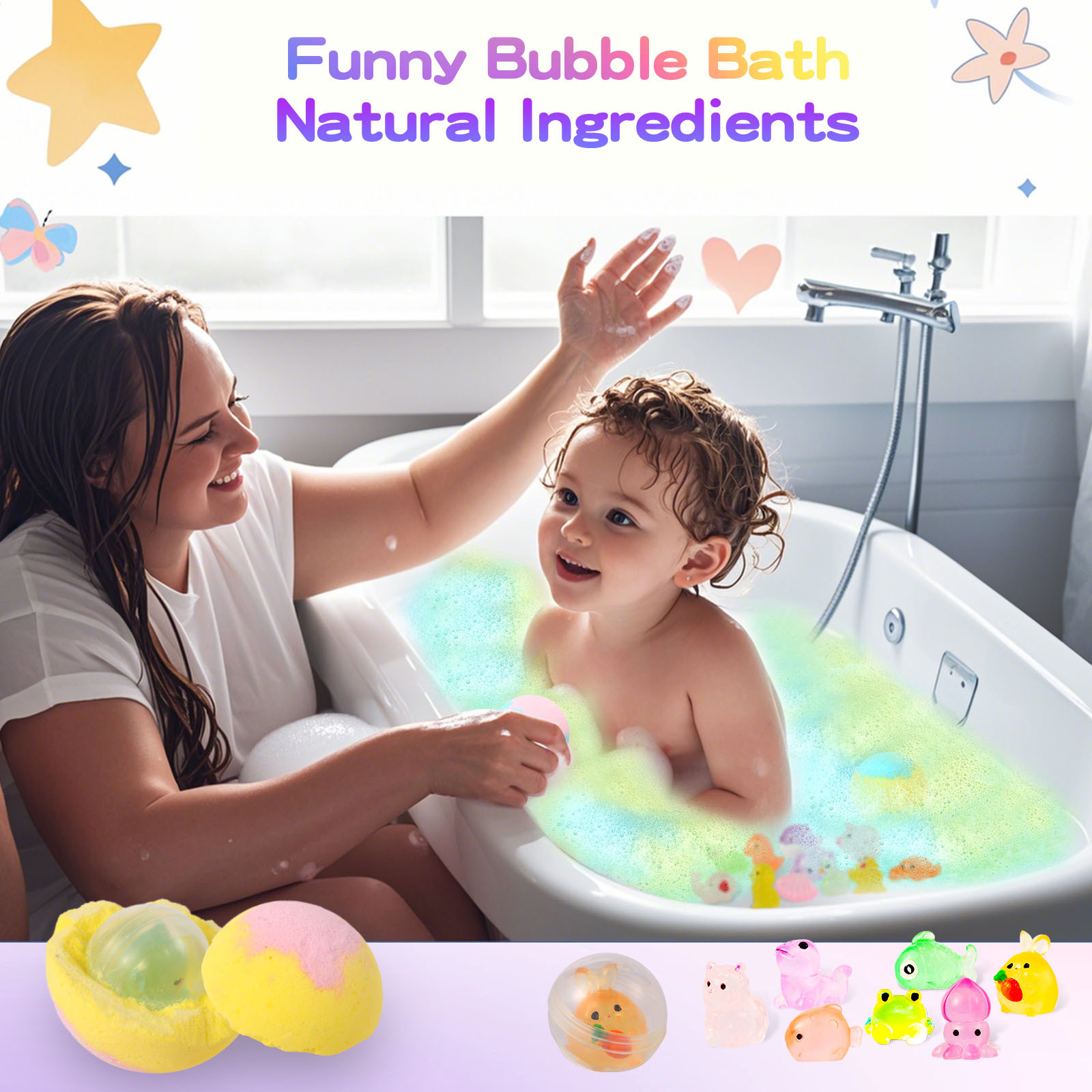Bombas de baño con forma de muñeca que brillan en la oscuridad para niños