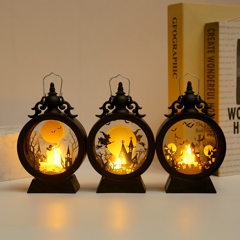 Linterna retro portátil de Halloween con diseño de vela