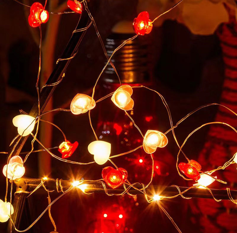 Lámpara LED decorativa de alambre de cobre para San Valentín y bodas