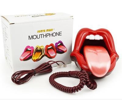 Teléfono fijo con diseño de labios rojos