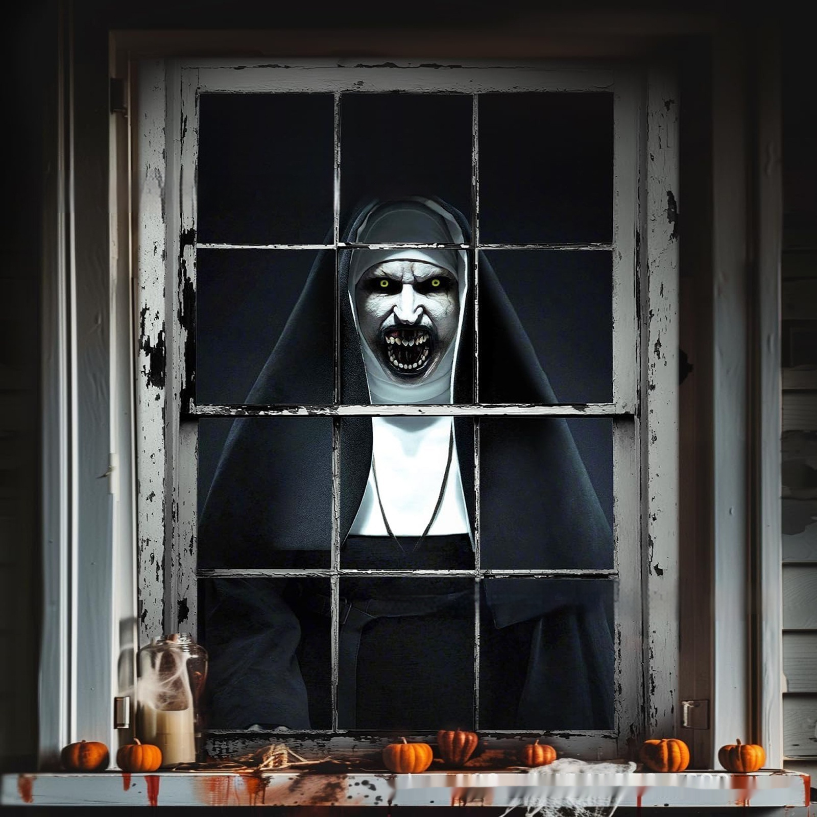 Banner colgante 3D para ventana/puerta de Halloween con brujas y fantasmas