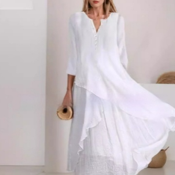 Vestido casual de color sólido, elegante para el trabajo.