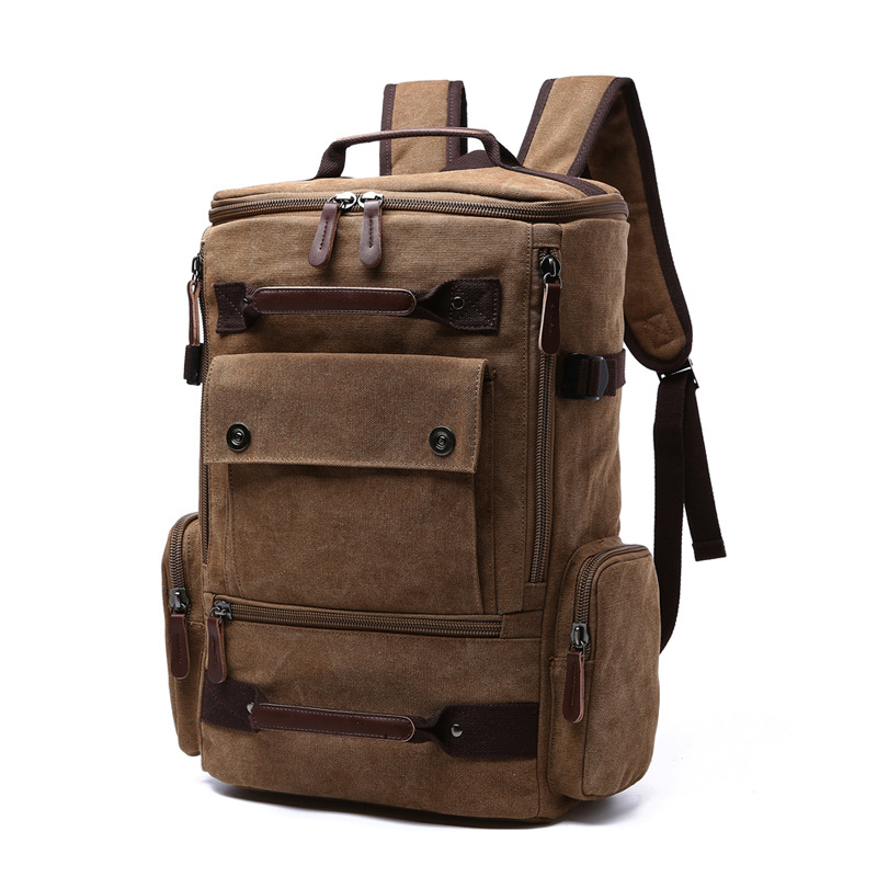 Mochila vintage de lona para hombre, gran capacidad, viaje y laptop