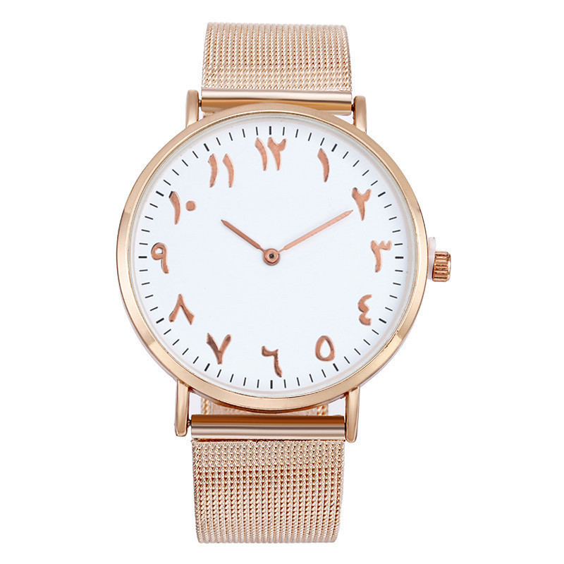 Reloj de cuarzo de moda con correa de acero y malla